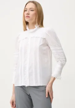 ZADIG&VOLTAIRE camasa femei, culoarea bej, cu guler stand-up, regular, WWSH00515 imagine