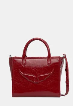 ZADIG&VOLTAIRE geanta de piele ANGEL TOTE XS WRINKLED PATENT imagine