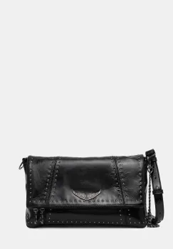 ZADIG&VOLTAIRE geanta de piele ROCKY II VINTAGE PATENT STUDS imagine