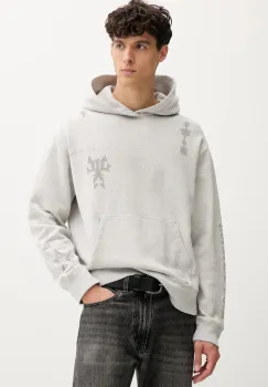 ZADIG&VOLTAIRE hanorac de bumbac culoarea gri, cu gluga, cu imprimeu, JMSS01309 imagine
