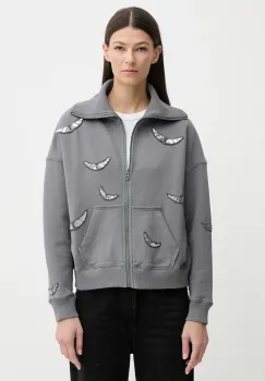 ZADIG&VOLTAIRE hanorac de bumbac culoarea gri, cu imprimeu, JWSS01669 imagine