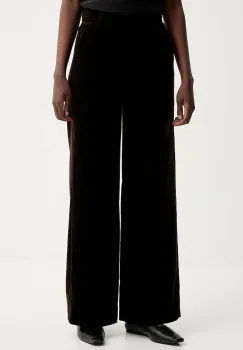 ZADIG&VOLTAIRE pantaloni de catifea culoarea maro, drept, high waist, WWPA01868 imagine