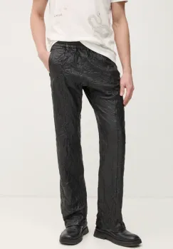 ZADIG&VOLTAIRE pantaloni de piele barbati, culoarea negru, drept, RMPA00016 imagine