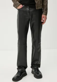 ZADIG&VOLTAIRE pantaloni de piele barbati, culoarea negru, drept, RMPA00017 imagine