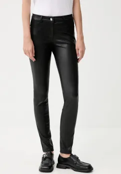 ZADIG&VOLTAIRE pantaloni de piele culoarea negru, mulata, medium waist, RWPA01097 imagine