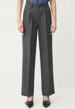 ZADIG&VOLTAIRE pantaloni din lana femei, culoarea gri, lat, medium waist, WWPA01845 imagine