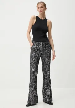 ZADIG&VOLTAIRE pantaloni femei, culoarea negru, evazati, high waist, WWPA00808 imagine