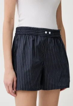 ZADIG&VOLTAIRE pantaloni scurti din bumbac femei, culoarea albastru marin, cu imprimeu, high waist, WWBS01160 imagine