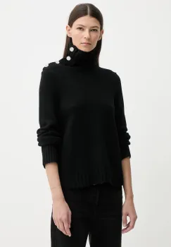 ZADIG&VOLTAIRE pulover de casmir culoarea negru, cu guler, KWSW02923 imagine