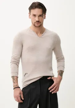 ZADIG&VOLTAIRE pulover de lana barbati, culoarea bej, light, KMSW01742 imagine