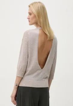 ZADIG&VOLTAIRE pulover de lana femei, culoarea bej, light, KWSW01660 imagine