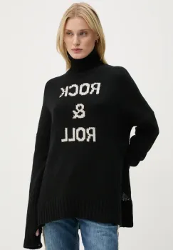 ZADIG&VOLTAIRE pulover de lana femei, culoarea negru, calduros, cu guler, KWSW00065 imagine