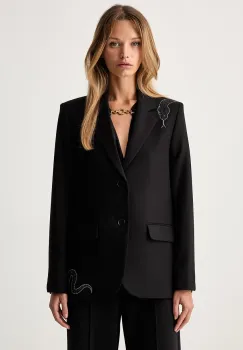Zadig&Voltaire sacou cu un singur rand de nasturi pentru femei cu vascoza VANILLE imagine