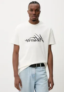 ZADIG&VOLTAIRE tricou din bumbac barbati, culoarea bej, cu imprimeu, JMTS01718 imagine