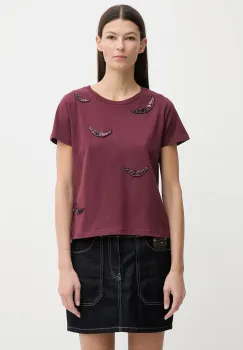 ZADIG&VOLTAIRE tricou din bumbac culoarea bordo, JWTS02821 imagine