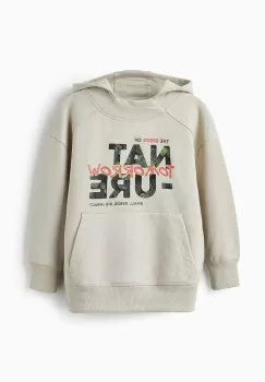 zippy bluza copii culoarea gri, cu gluga, cu imprimeu imagine
