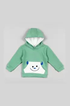 zippy bluza copii culoarea verde, cu gluga, cu imprimeu imagine