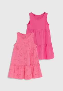 zippy rochie din bumbac pentru copii 2-pack culoarea roz, mini, evazati imagine