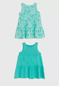 zippy rochie din bumbac pentru copii 2-pack culoarea turcoaz, mini, evazati imagine