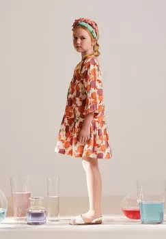 zippy rochie din bumbac pentru copii culoarea portocaliu, mini, evazati imagine