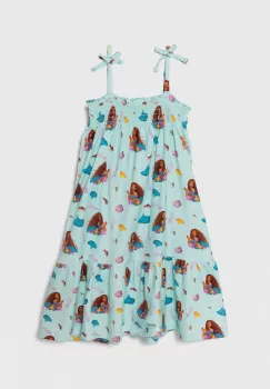 zippy rochie din bumbac pentru copii x Disney culoarea turcoaz, mini, evazati imagine