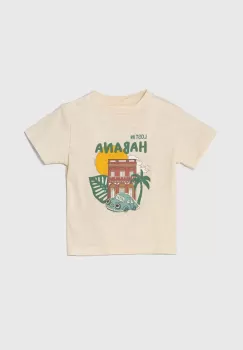 zippy tricou din bumbac pentru bebelusi culoarea bej, cu imprimeu imagine