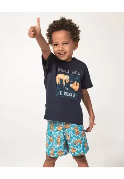 Pijama baieti 1-8 ani, 100% bumbac, Cornette B789-075 Lazy Monkey imagine