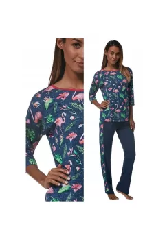 Pijama dama, 100% bumbac, Cornette W182-199 Flamingo imagine