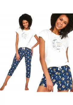Pijama dama, 3 piese, 100% bumbac, Cornette W388-203 I love you imagine