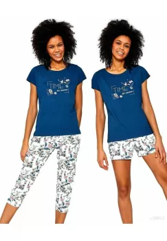 Pijama dama, 3 piese, 100% bumbac, Cornette W665-204 Time is now imagine