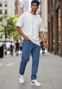 Blugi barbati baggy albastri 115 imagine