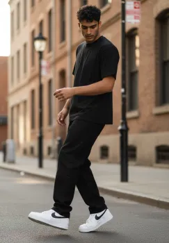 Blugi barbati baggy negri 111 imagine