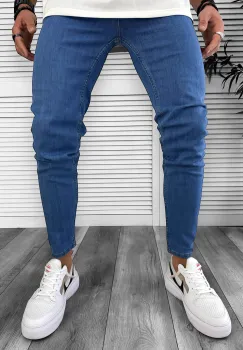 Blugi barbati conici albastri 13008 B14-2 imagine