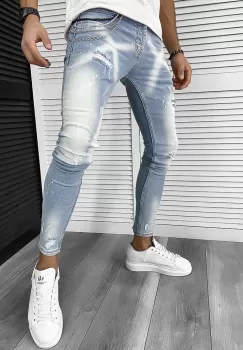 Blugi barbati conici albastri 253 imagine