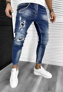 Blugi barbati conici albastri 352 F1-1 imagine