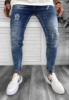 Blugi barbati conici albastri 368 B7-1.2 imagine