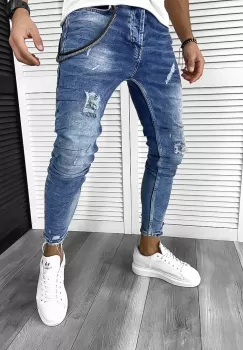 Blugi barbati conici albastri 368 imagine