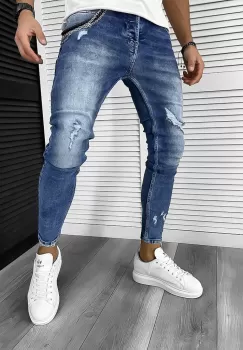Blugi barbati conici albastri 371 imagine