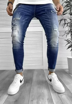 Blugi barbati conici albastri 5792 imagine