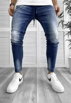 Blugi barbati conici albastri 5811 imagine