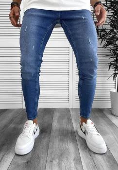 Blugi barbati conici albastri 6002 F4-1 imagine