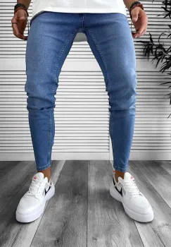 Blugi barbati conici albastri 698 imagine