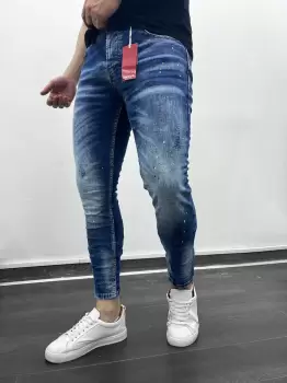 Blugi barbati conici albastri B9531 imagine