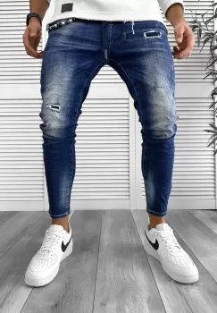 Blugi barbati conici albastri + Lant cadou 5812 imagine