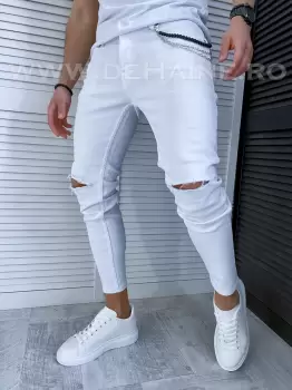 Blugi barbati conici albi 1016 H4-1.2.3 imagine