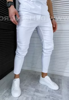 Blugi barbati conici albi cu def DEF1014 B7-1.3 imagine