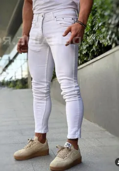 Blugi barbati conici albi CU MIC DEFECT  DEF3340 H3-3 imagine
