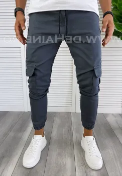 Blugi barbati conici gri petrol cu buzunare laterale B3574   D3-5.2 imagine