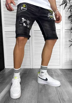 Blugi barbati scurti conici cu stikere 7034 H3-7 imagine