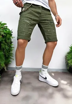 Blugi barbati scurti conici kaki 5716 imagine